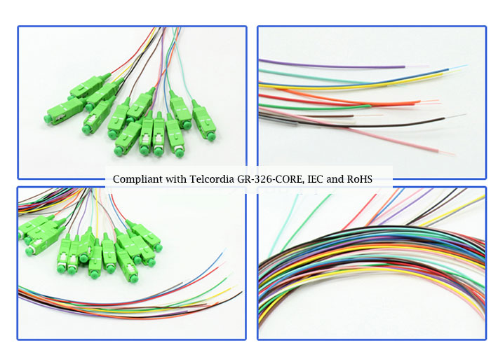 SC APC 12 Color Pigtail Fiber Patch Cord 0.9mm